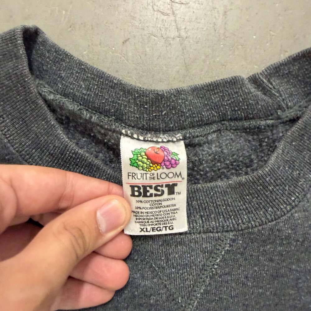 Vintage 90s Fruit of the Loom Best Blank Crewneck Sweatshirt XL Gray Heather